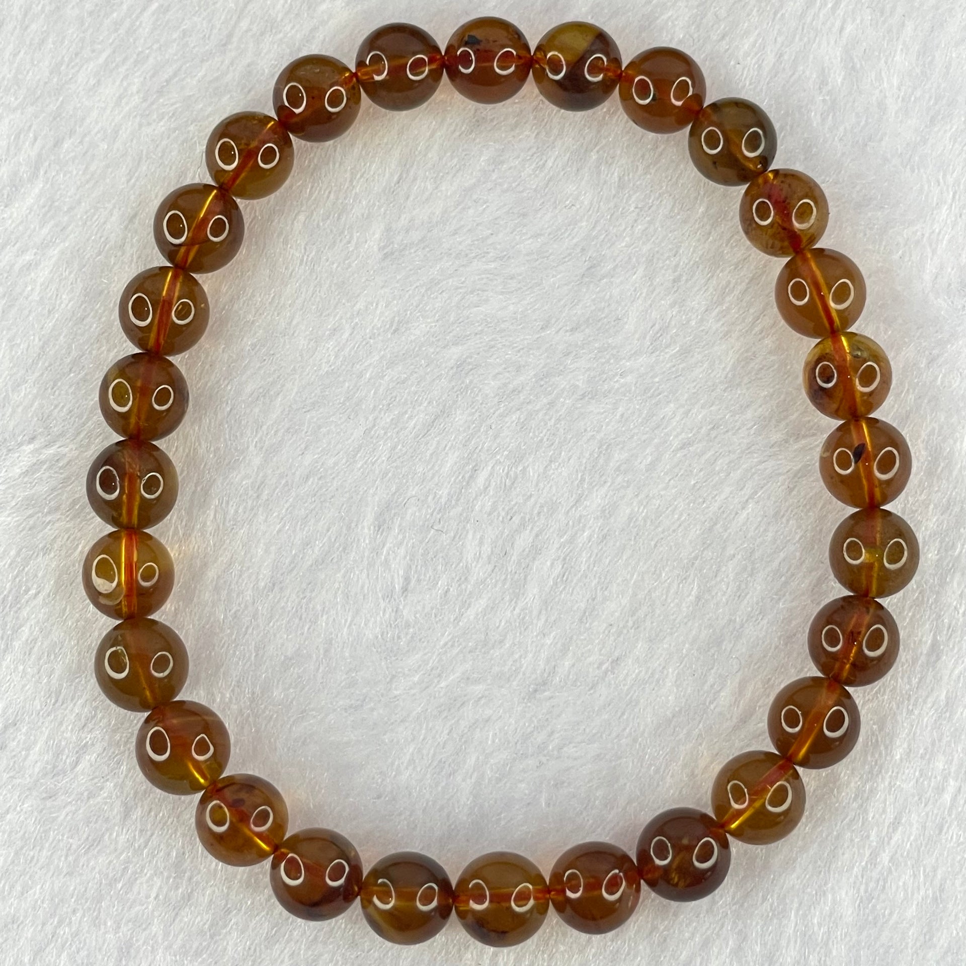 Natural Purple Amber Beads Bracelet 天然紫蜜琥珀手链 4.30g 16cm 6.5mm 28 Beads - Huangs Jadeite and Jewelry Pte Ltd