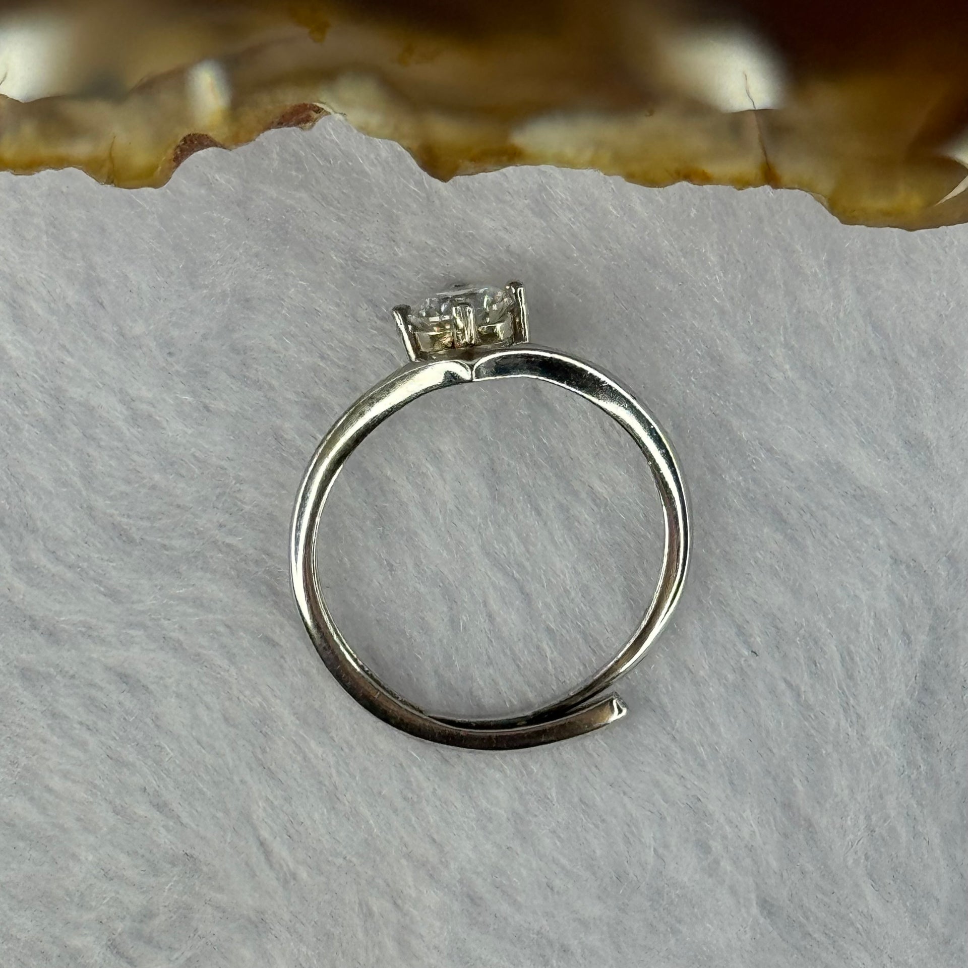 Cubic Zirconia in S925 Sliver Ring (Adjustable Size) 1.67g 4.8 by 2.8mm - Huangs Jadeite and Jewelry Pte Ltd