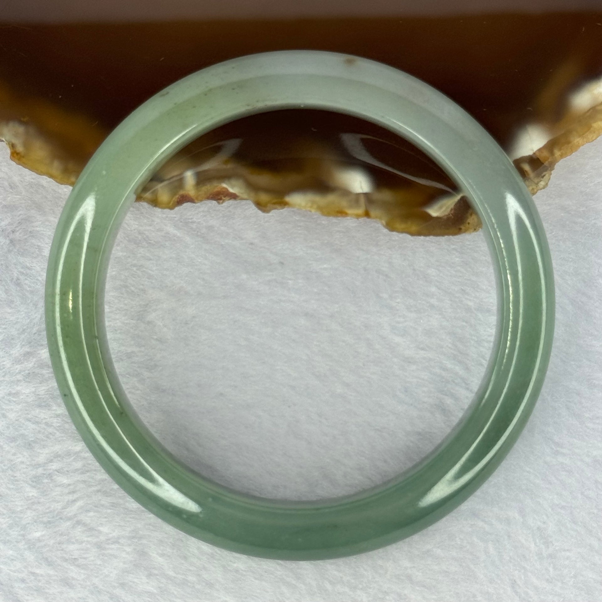 Type A Blueish Green with Black and Brownish Yellow Spots Jadeite Bangle 46.22g Internal Diameter 55.1mm 10.2 by 8.0mm (Very Slight Inter Line) - Huangs Jadeite and Jewelry Pte Ltd