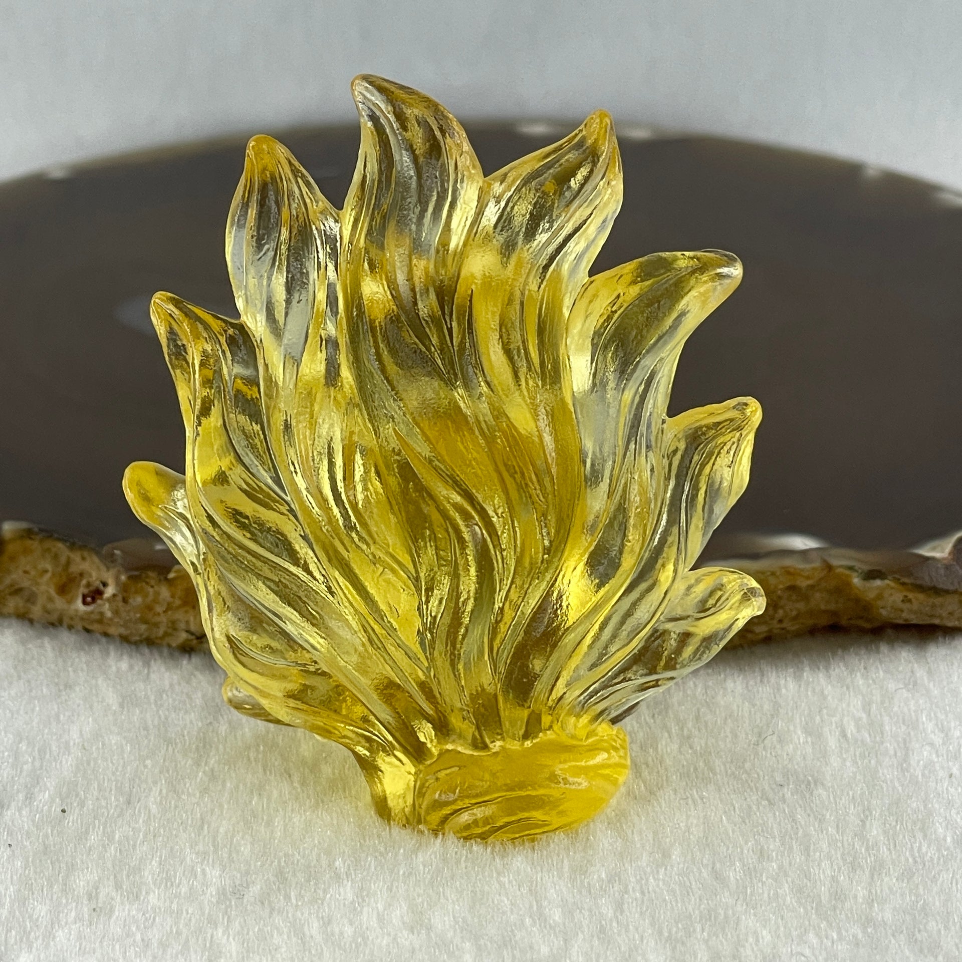 Liuli Yellow 9 Tail Fox Display 75.56g 54.0 by 26.3 by 64.0mm - Huangs Jadeite and Jewelry Pte Ltd