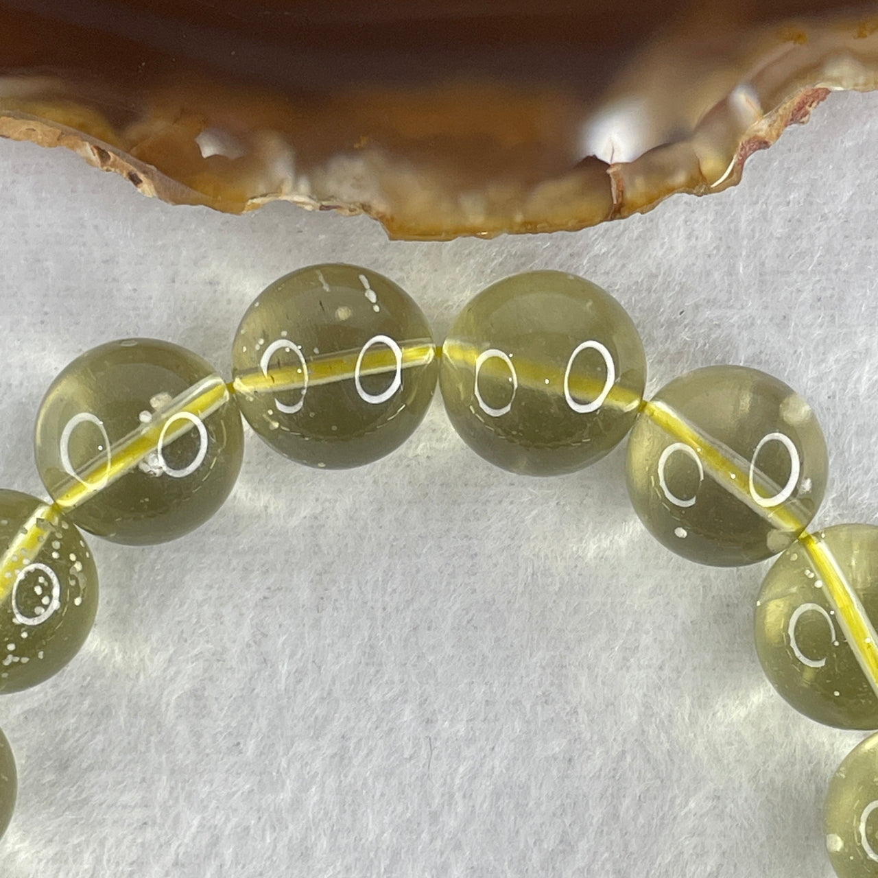 Collectors Grade Natural Libyan Moldavite Meteorite with White Spots Beads Bracelet 47.93g 17.5cm 13.9mm 16 Beads