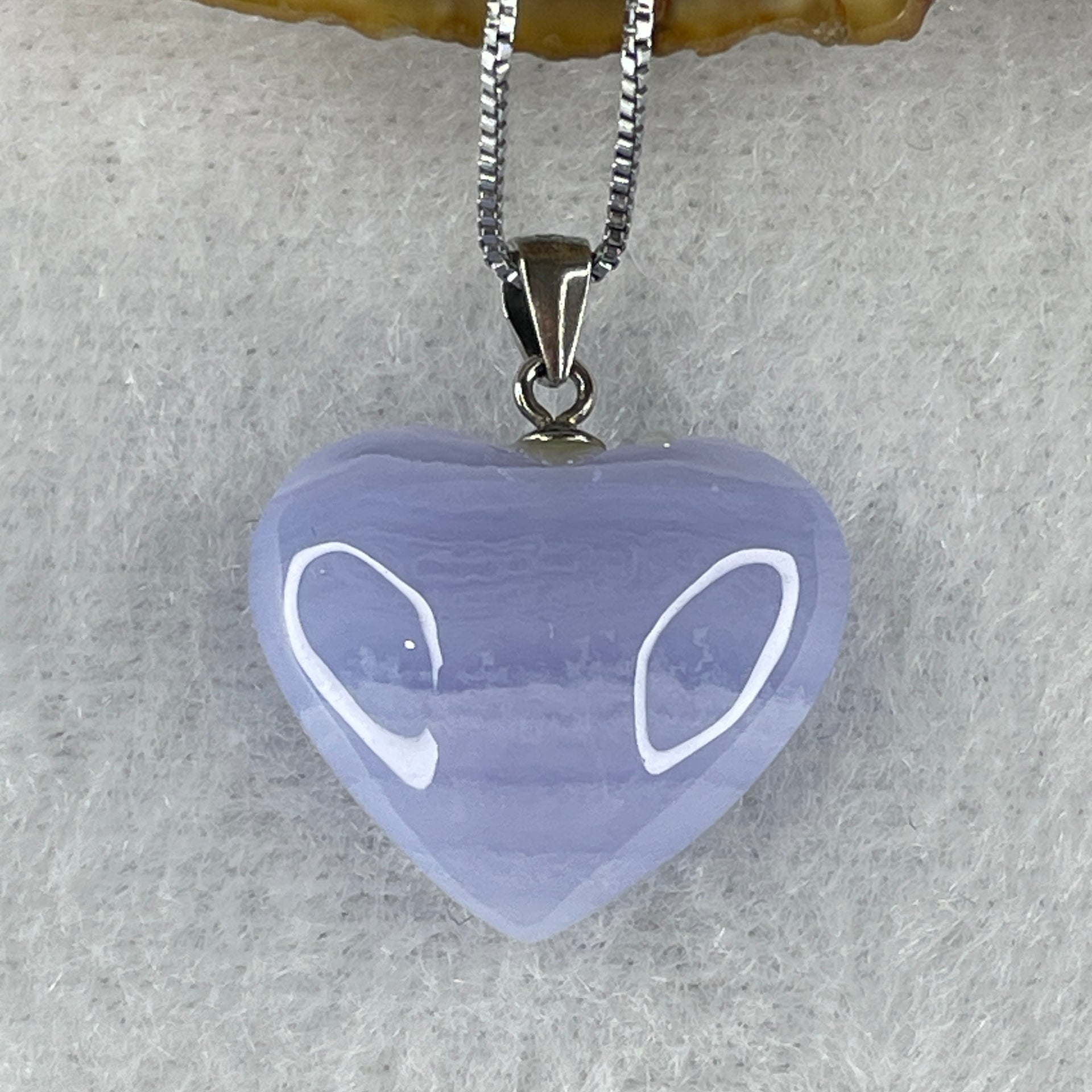 Natural Blue Lace Agate Necklace Heart Shape in S925 Sliver 5.49g 46cm 17.1 by 19.4 by 7.9mm - Huangs Jadeite and Jewelry Pte Ltd