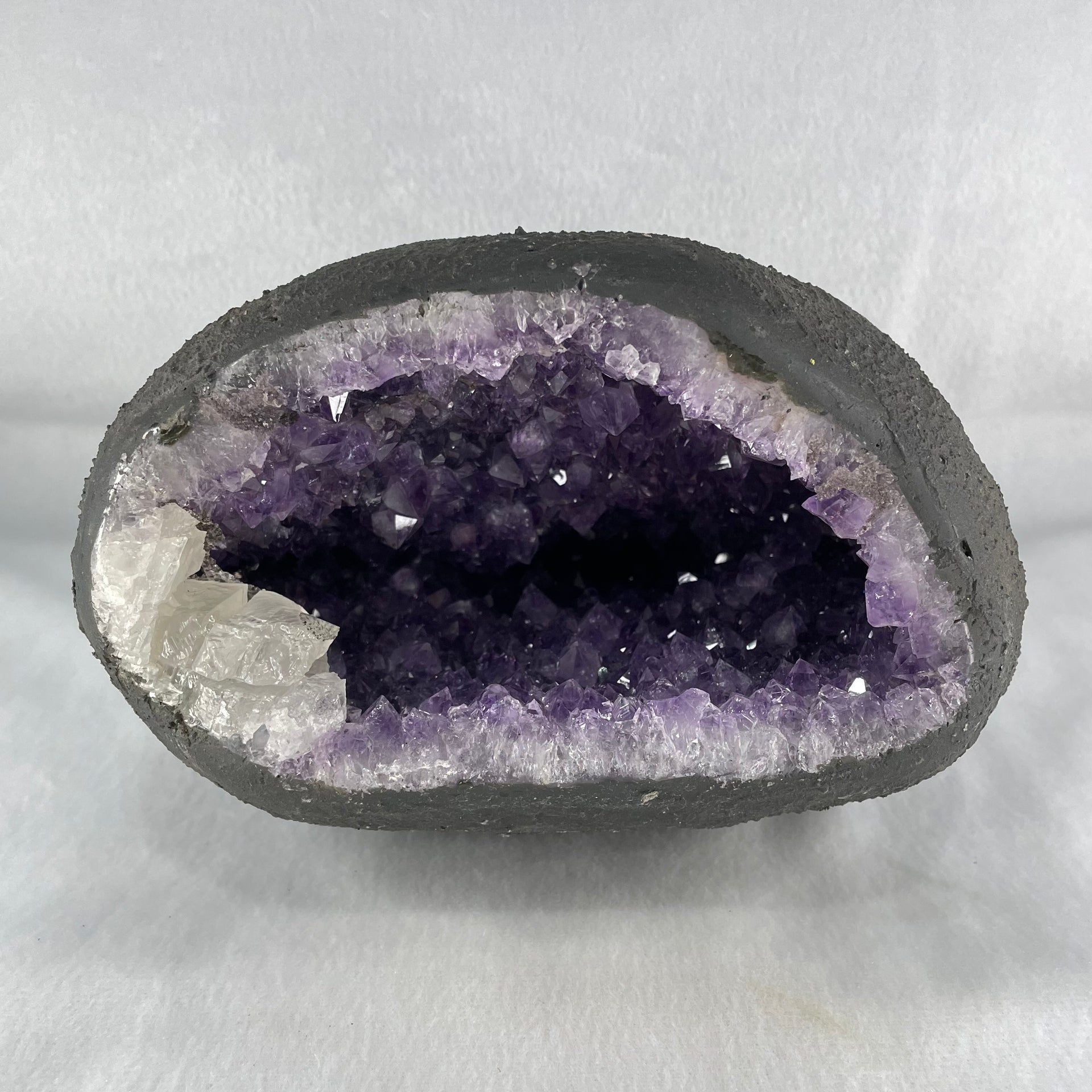 Natural Amethyst Cave with Wooden Stand 4,155.5g 190.0 by 160.0 by 195.0mm - Huangs Jadeite and Jewelry Pte Ltd