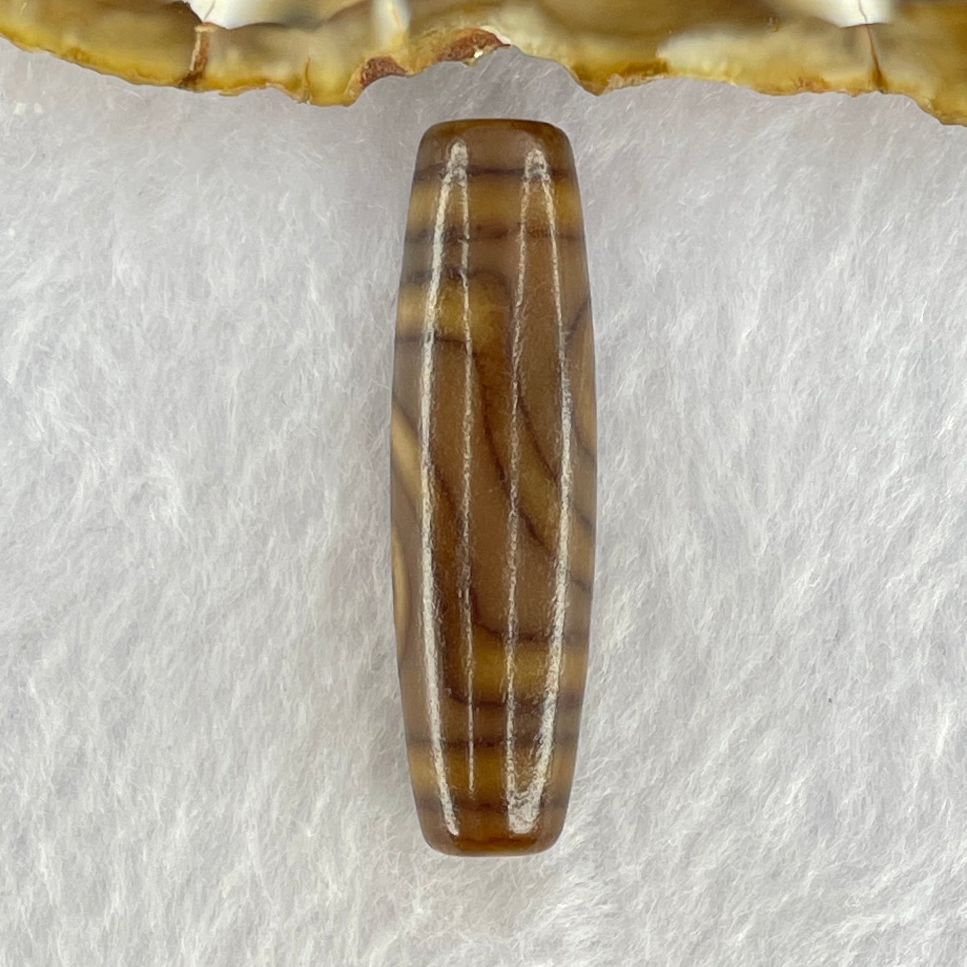 Natural Powerful Tibetan Old Oily Agate 2 Eyes Dzi Bead Heavenly Master (Tian Zhu) 二眼天诛 7.65g 39.6 by 11.3mm - Huangs Jadeite and Jewelry Pte Ltd