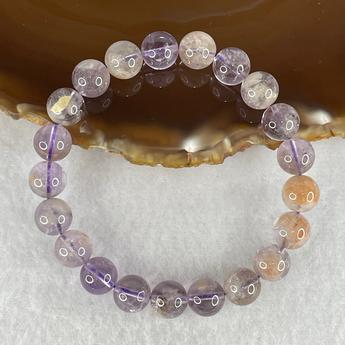 Natural Amethyst Phantom Quartz Beads Bracelet | 9.0mm Imperial Violet Phantom (21.16g | 15.5cm Wrist Fit | 21 Beads)