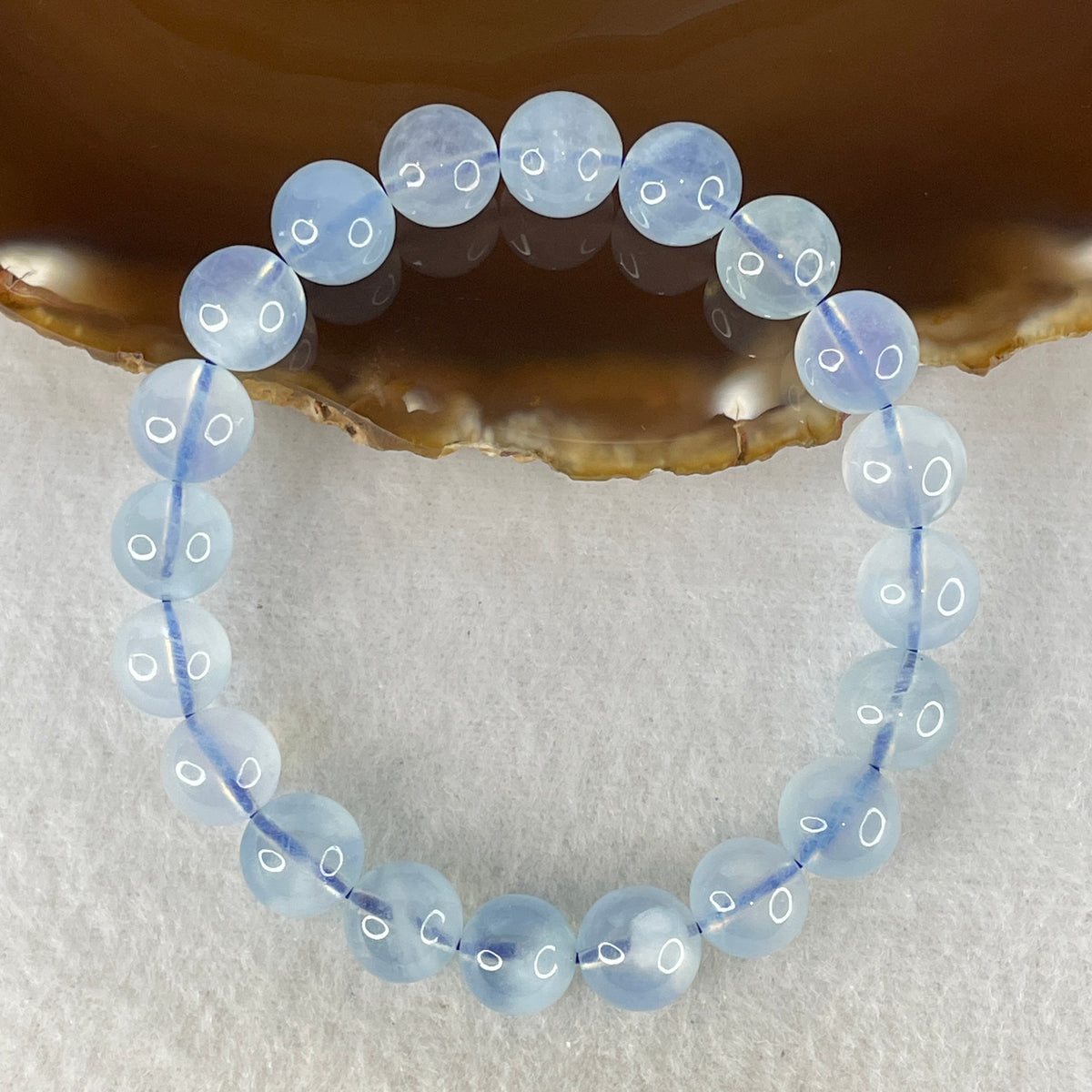 Certified Natural Average Grade Aquamarine Beads Bracelet | 16cm Strand of 20 Beads 9.8mm (24.98g | Serene Calm, Fluid Communication & Water Element Energy Shield)
