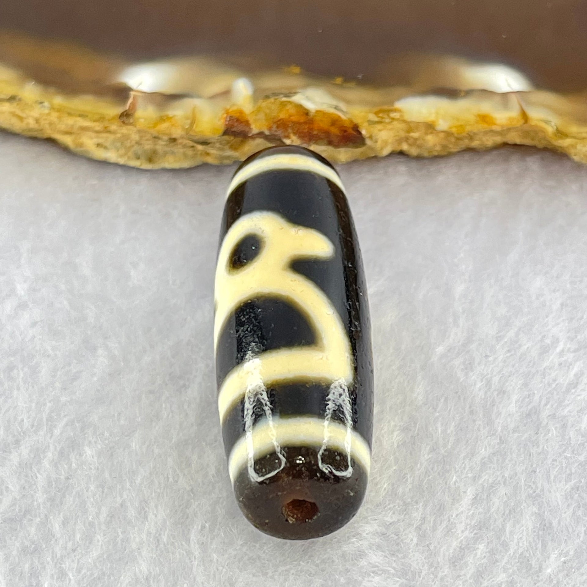 Natural Powerful Tibetan Old Oily Agate 3 Cai Shen Dzi Bead Heavenly Master (Tian Zhu) 10.64g 38.2 by 13.2mm - Huangs Jadeite and Jewelry Pte Ltd