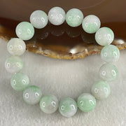 Type A Light Green with Slight Light Lavender Jadeite Beads Bracelet 48.29g 15cm 12.2mm 16 Beads - Huangs Jadeite and Jewelry Pte Ltd