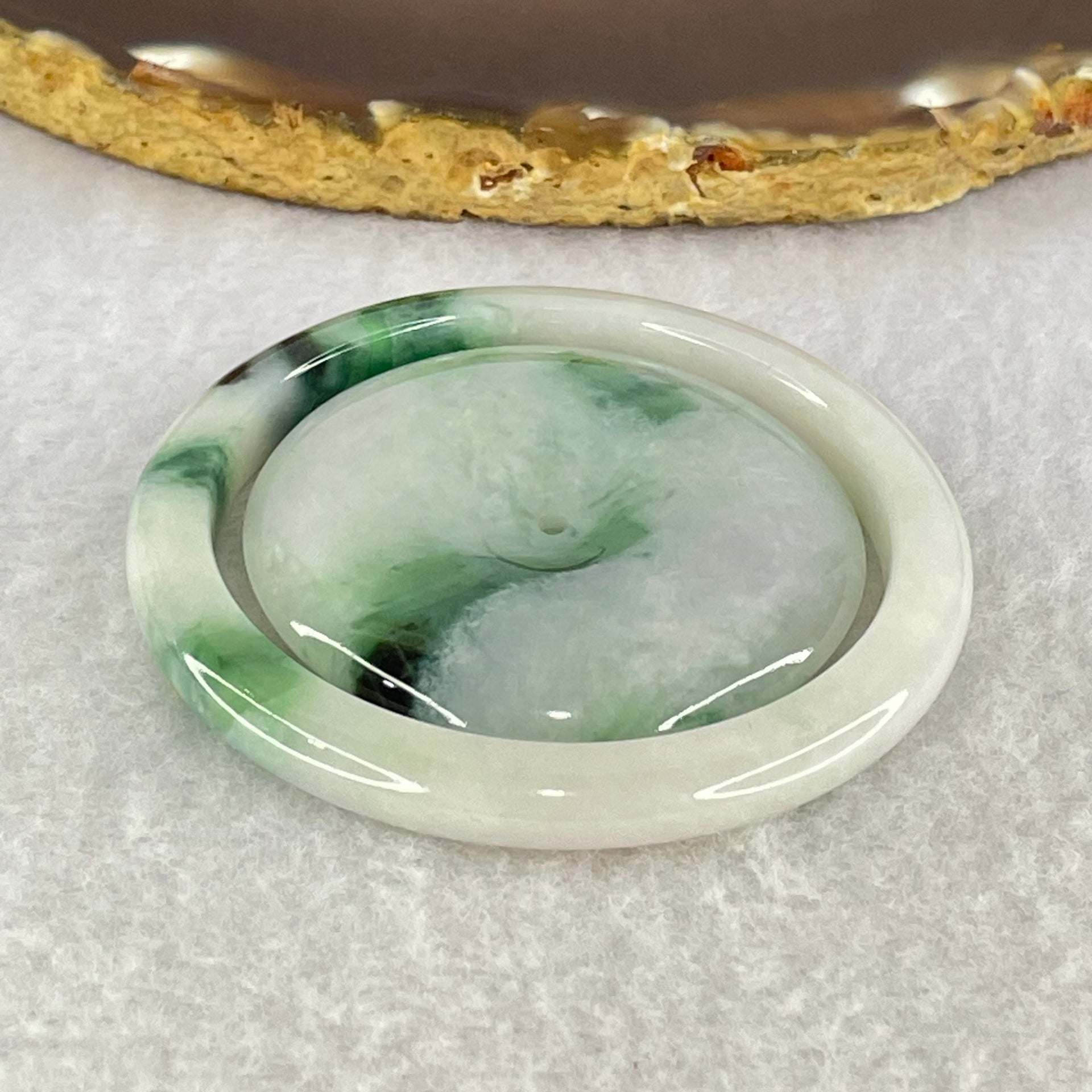 Type A Green Lavender with Green Piao Hua Baby Jadeite Bangle Inner Diameter 45.8mm and Ping An Kou Donut Set 44.52g 6.5 by 6.0mm 42.6 by 8.1mm - Huangs Jadeite and Jewelry Pte Ltd