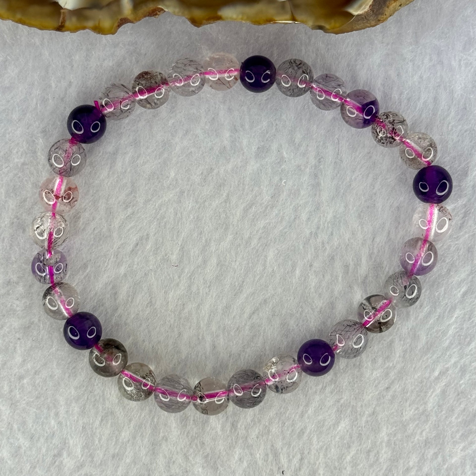 Natural Super 7 Beads Bracelet 9.67g 15.5cm 6.3mm 30 Beads - Huangs Jadeite and Jewelry Pte Ltd