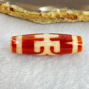 Natural Powerful Tibetan Old Oily Orange Red White Agate Patina Guiren Tairen Human Dzi Bead Totem Amulet Heavenly Master (Tian Zhu) 贵人天诛 8.39g 38.7 by 11.9mm - Huangs Jadeite and Jewelry Pte Ltd
