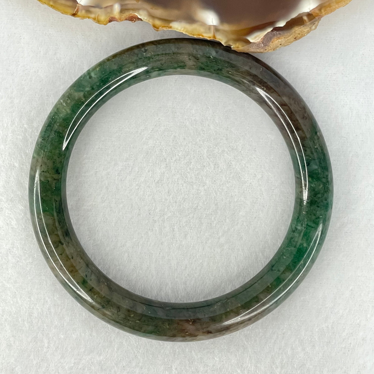 Natural Dark Green with Brown Patches Aventurine Bangle Internal Diameter 58.3mm 42.37g 9.5 by 9.6mm - Huangs Jadeite and Jewelry Pte Ltd