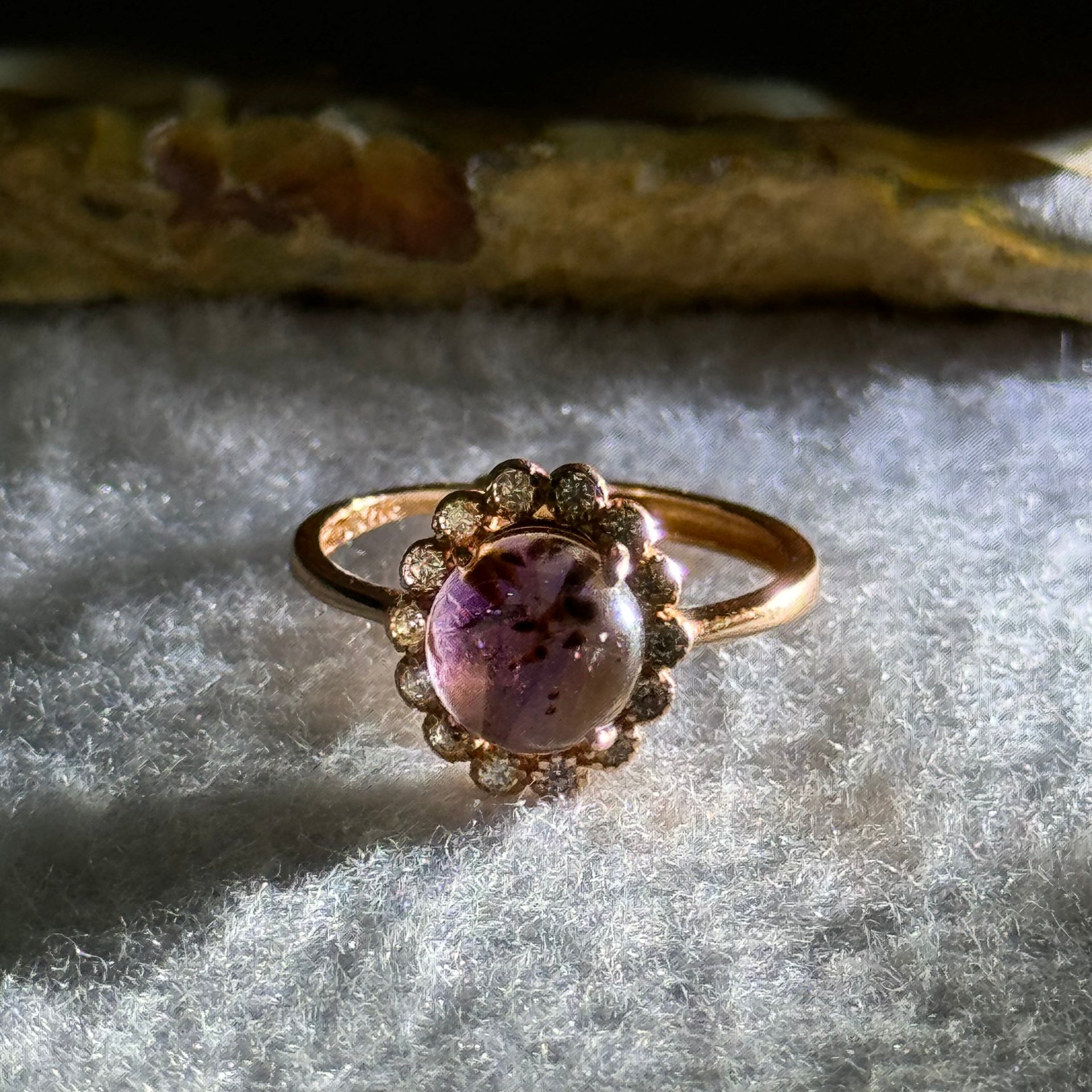 Good Grade Natural Auralite 23 in S925 Silver Rose Gold Color Ring (Adjustable Ring) 2.01g 8.0 by 4.5mm - Huangs Jadeite and Jewelry Pte Ltd