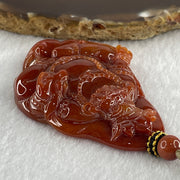 Type A Brownish Red Jadeite Jambhala Pendant 50.23g 63.6 by 45.6 by 1.5mm - Huangs Jadeite and Jewelry Pte Ltd