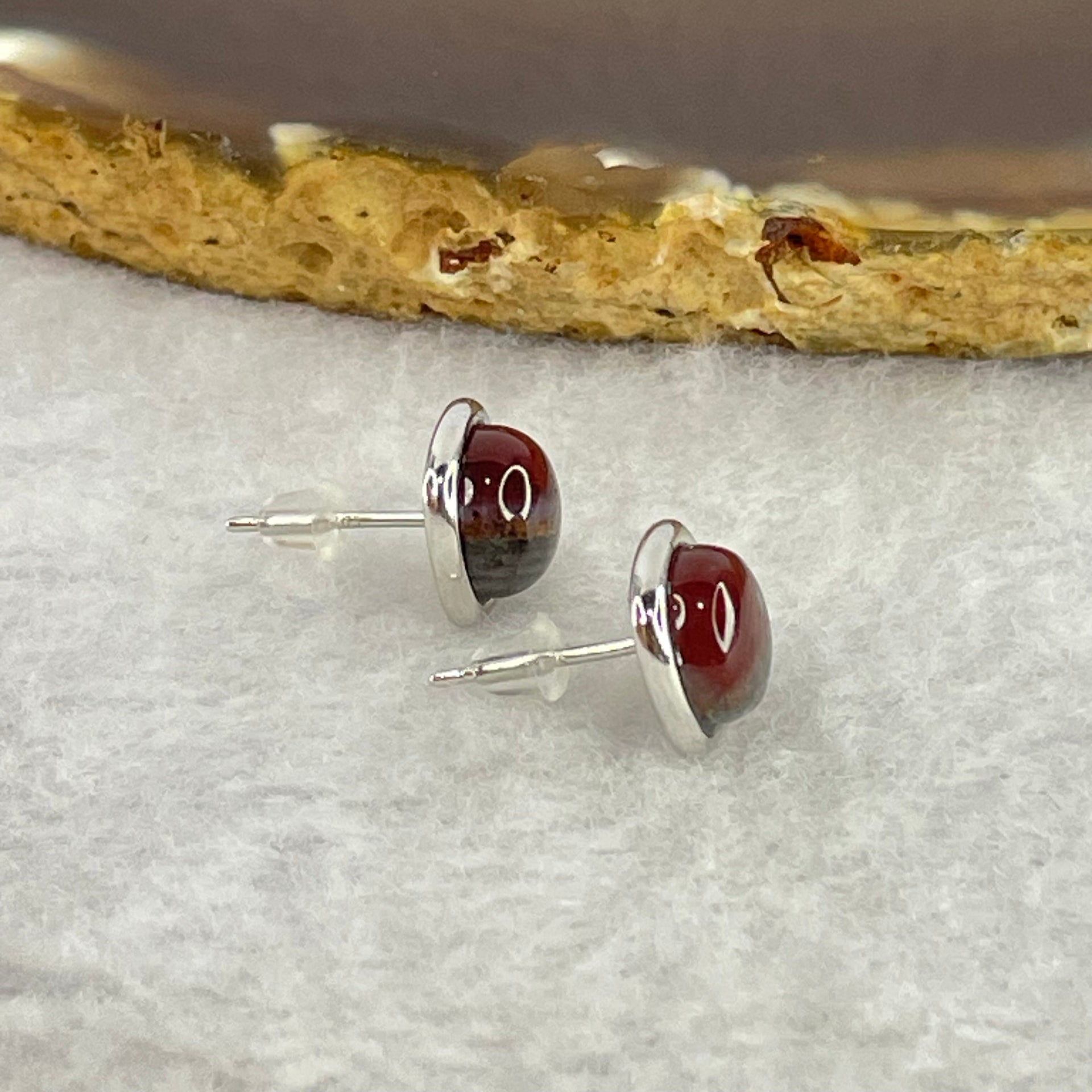 Good Grade Natural Auralite 23 S925 Silver Earrings 2.21g 7.8 by 3.5mm - Huangs Jadeite and Jewelry Pte Ltd