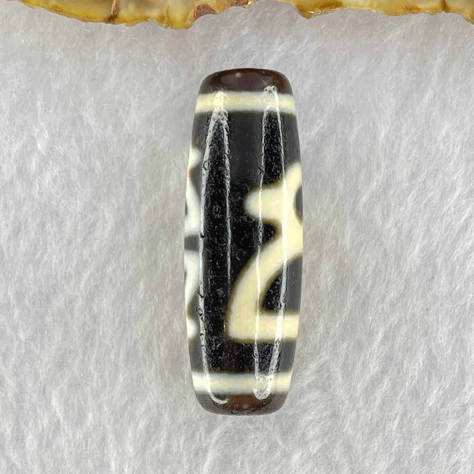 Natural Powerful Tibetan Old Oily Agate 3 Cai Shen Dzi Bead Heavenly Master (Tian Zhu) 10.64g 38.2 by 13.2mm - Huangs Jadeite and Jewelry Pte Ltd