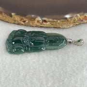 Natural Type A Icy Blueish Green Jadeite Amitabha Buddha Pendant in S925 Silver | (8.38g | 45.2 x 26.6 x 4.0mm | Infinite Light, Compassion & Lifelong Protection Anchor, Feng Shui Guardian & Executive Peace Pendant) - Huangs Jadeite and Jewelry Pte Ltd