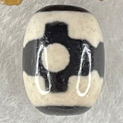 Natural Powerful Tibetan Old Oily Dark Brown With White Agate 3 Eyes Dzi Bead Heavenly Master (Tian Zhu) 三眼天诛 4.73g 17.8 by 13.3mm - Huangs Jadeite and Jewelry Pte Ltd