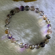 Rare Very Good Grade Natural Transparent Yellowish Black Super 7 Beads Bracelet 非常好的等级天然透明深黄黑色超级七珠手链 12.70g 14.5cm 7.3mm 25 Beads - Huangs Jadeite and Jewelry Pte Ltd