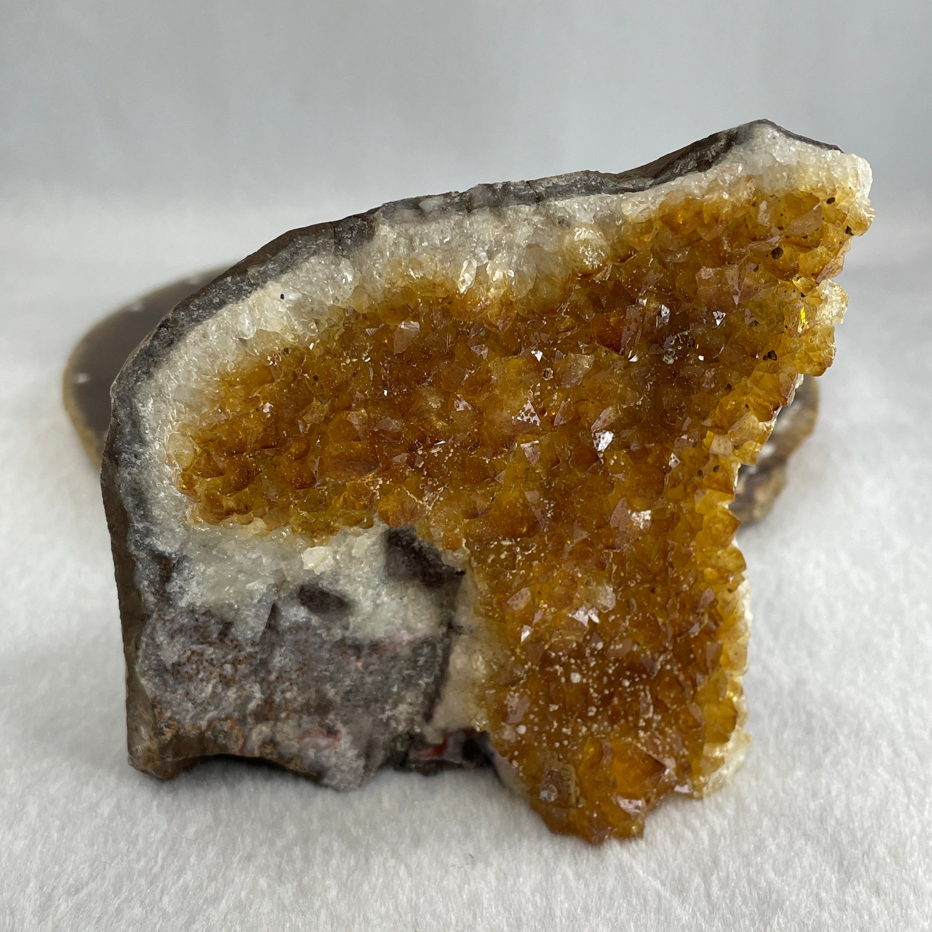 Natural Citrine Quartz Irregular Shape Display in Wooden Stand 647.0g 126.5 by 93.0 by 131.0mm - Huangs Jadeite and Jewelry Pte Ltd