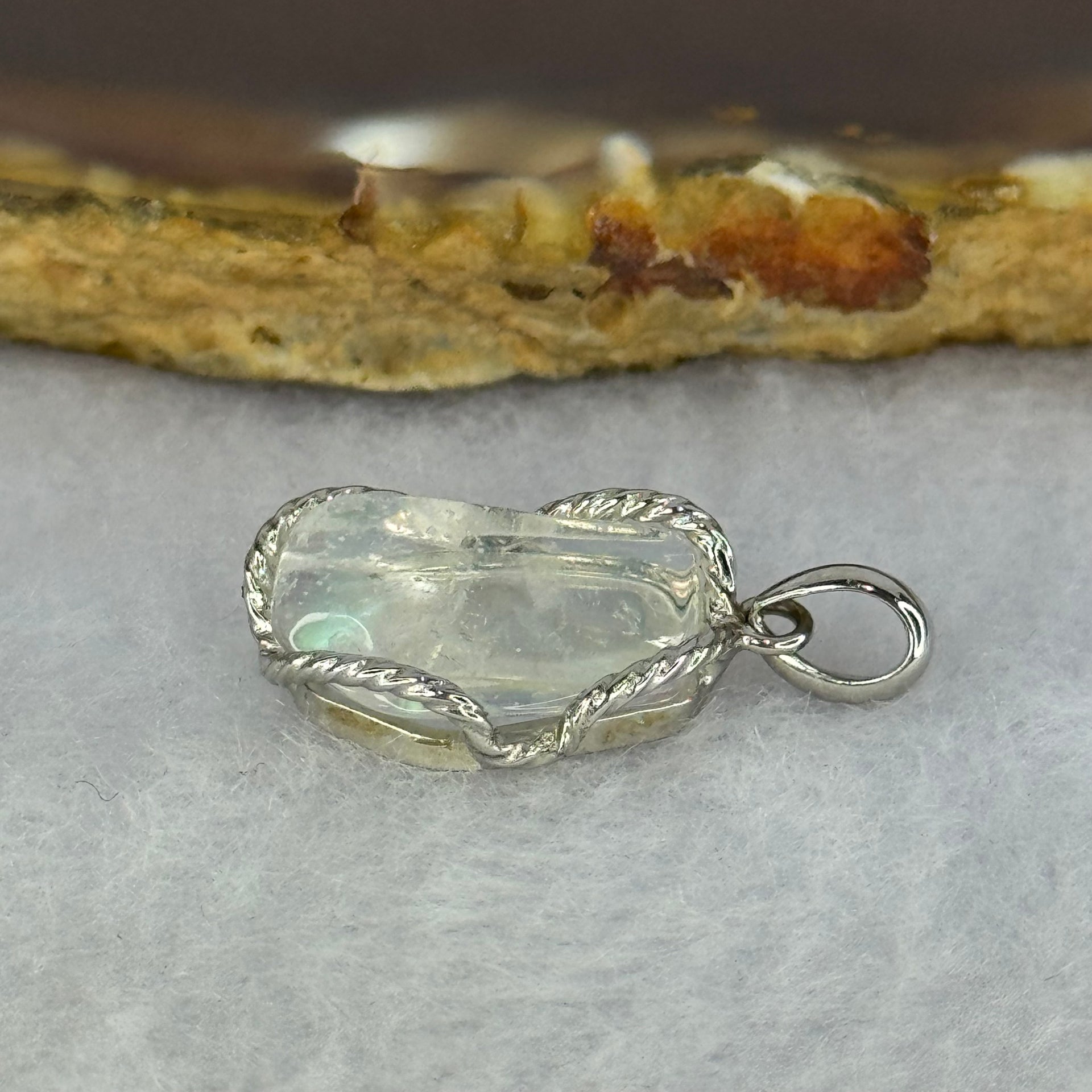 Natural Madagascar Blue Moonstone in S925 Silver Pendant 2.25g 15.5 by 10.0 by 4.1mm - Huangs Jadeite and Jewelry Pte Ltd
