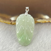 Type A Light Green Jadeite Leaf Pendant with S925 Sliver Clasps 4.31g 30.4 by 17.7 by 4.0mm - Huangs Jadeite and Jewelry Pte Ltd