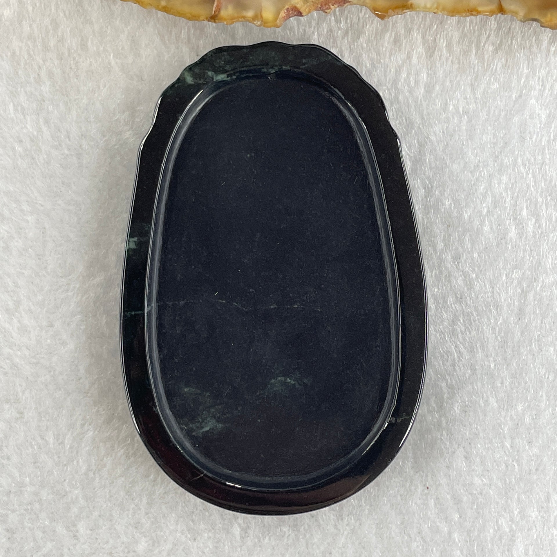 Type A Opaque to Partial Translucent Black Omphacite Jadeite Downhill Tiger Pendant 28.98g 60.9 by 39.8 by 9.0mm - Huangs Jadeite and Jewelry Pte Ltd