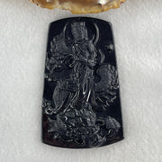 Type A Opaque to Partial Translucent Black Omphacite Jadeite Guan Yin on Dragon Pendant 29.57g 65.5 by 41.0 by 8.5mm - Huangs Jadeite and Jewelry Pte Ltd