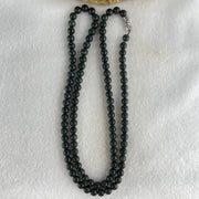 Rare High End Type A Fully Translucent Black Omphacite Jadeite Beads Necklace 34.77g 60cm 5.7mm 108 Beads - Huangs Jadeite and Jewelry Pte Ltd