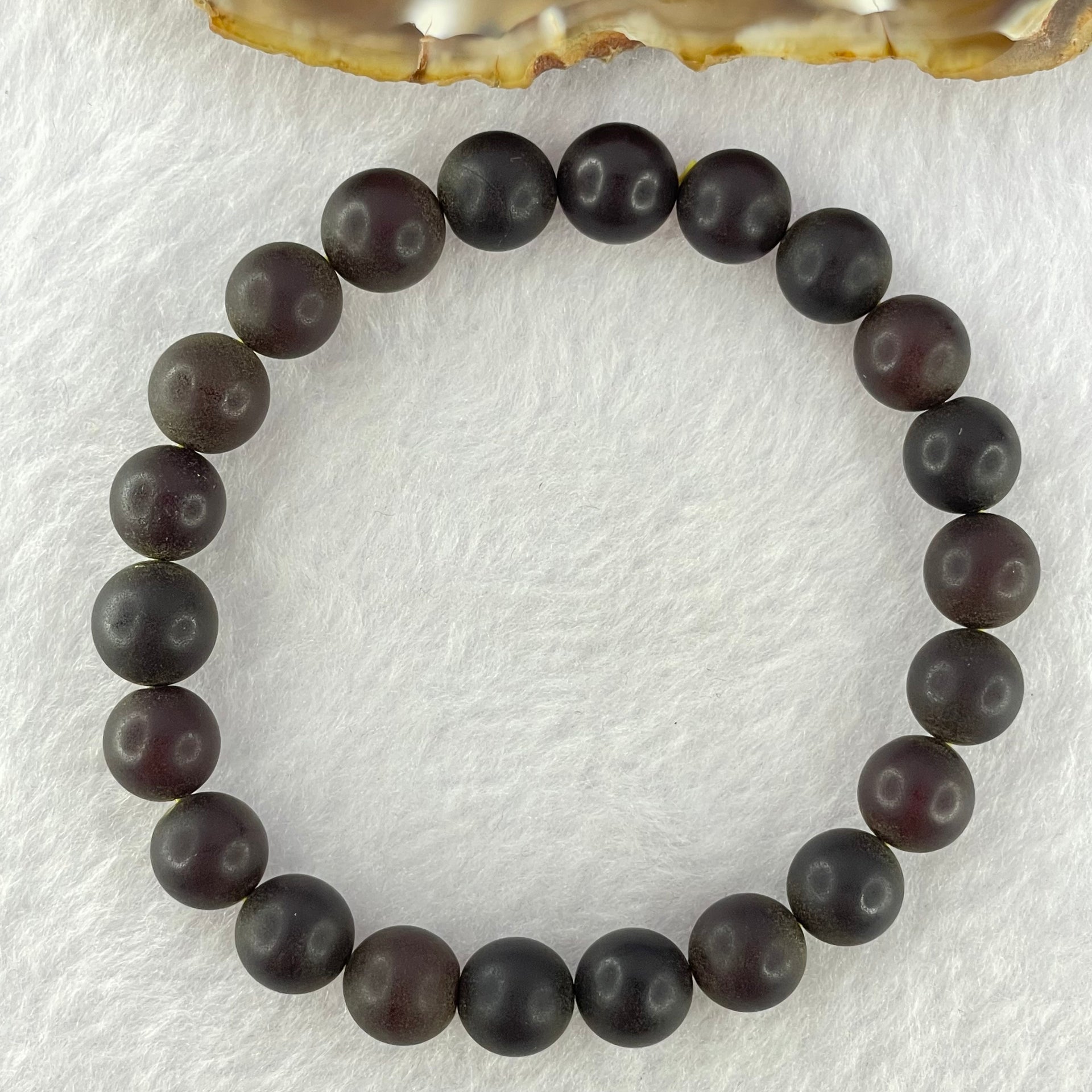 Natural Iron Blood King Amber Beads Bracelet 天然铁血王琥珀手链 9.29g 17cm 9.7mm 22 Beads - Huangs Jadeite and Jewelry Pte Ltd