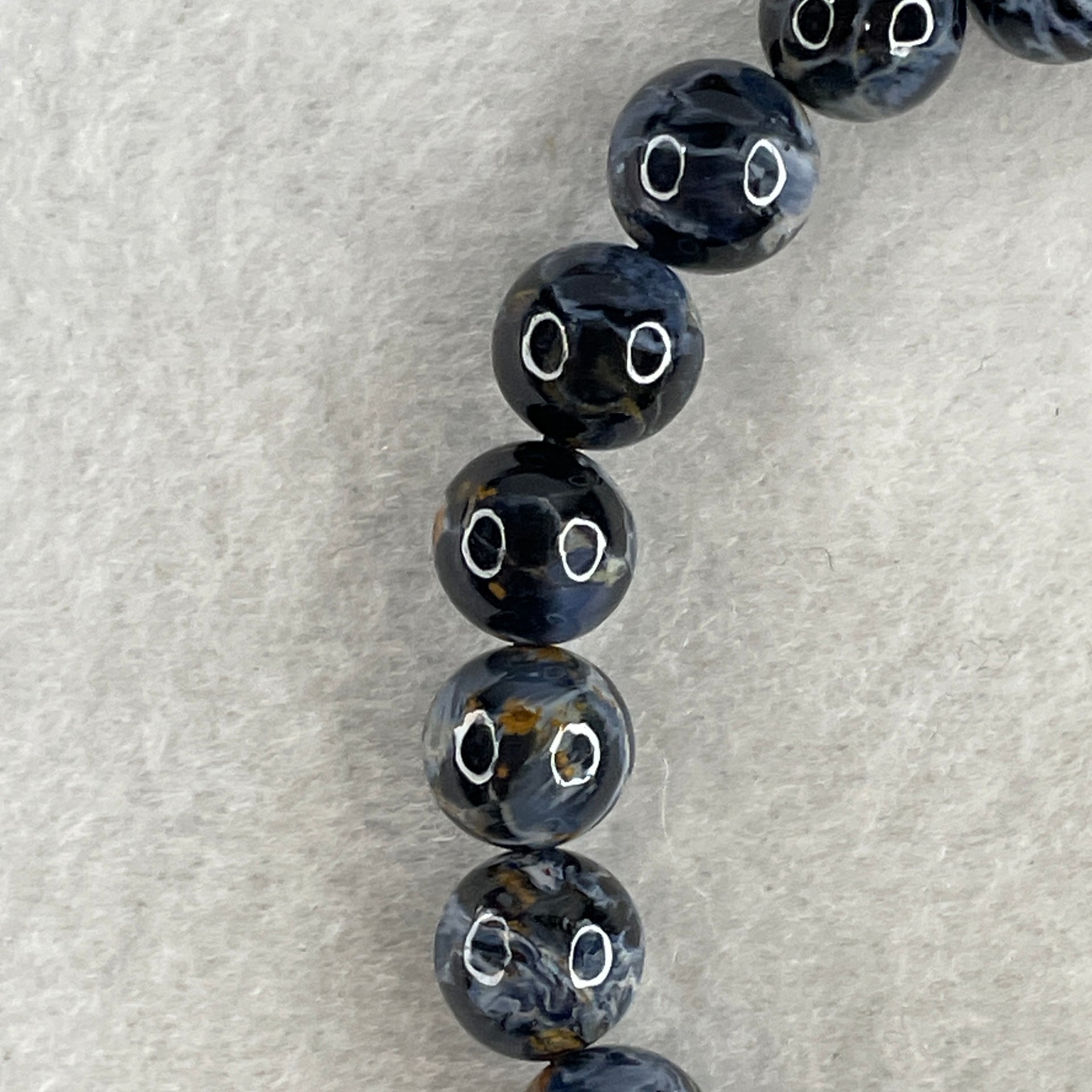 Certified Very Good Grade Natural Blue Pietersite Beads Bracelet 20.799g 15.5cm 9.3mm 21Beads - Huangs Jadeite and Jewelry Pte Ltd