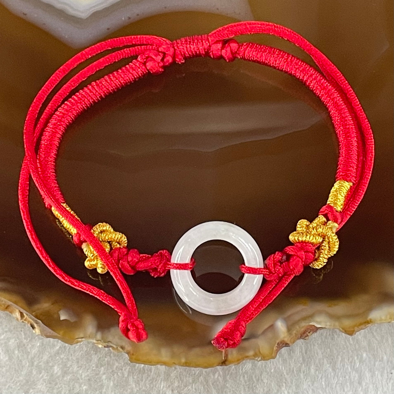 Type A Faint Lavender Jadeite Ping An Kou String Bracelet 2.91g 15.0 by 5.8mm - Huangs Jadeite and Jewelry Pte Ltd