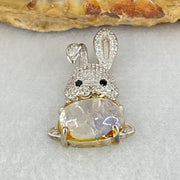 Rare Natural Blue Dumortierite Rutilated Quartz in S925 Sliver Rabbit Pendant 2.32g 9.8 by 6.5 by 4.0mm - Huangs Jadeite and Jewelry Pte Ltd