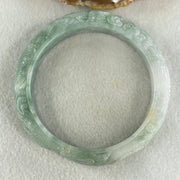 Type A Green with Light Green Piao Hua Jadeite Dragon Bangle Internal Diameter 73.7mm 117.72g 16.3 by 12.3mm (Internal Line) - Huangs Jadeite and Jewelry Pte Ltd