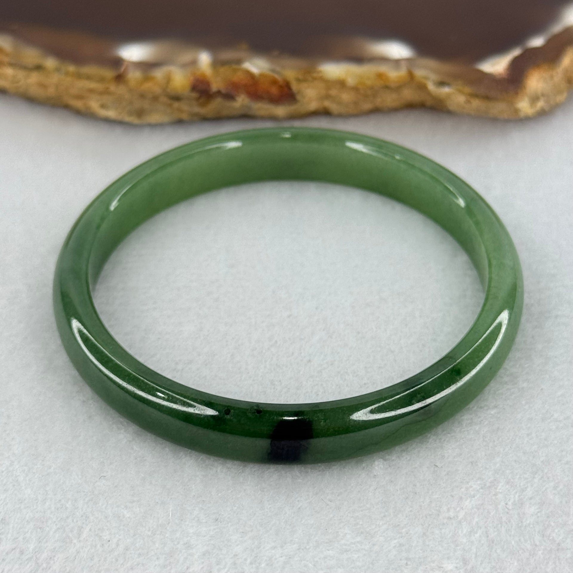 Baby or Kids Type A Green Jadeite Bangle Internal Diameter 44.4mm 13.44g 7.4 by 4.6mm (Slight Internal Lines) - Huangs Jadeite and Jewelry Pte Ltd