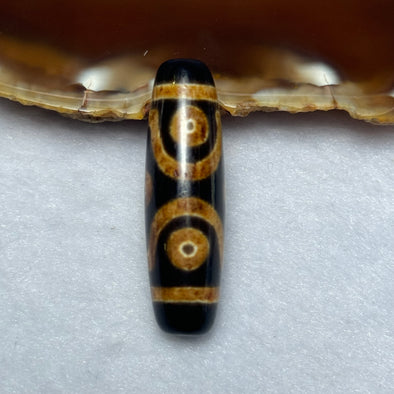 Natural Powerful Tibetan Old Oily Agate 6 Eyes Dzi Bead Heavenly Master (Tian Zhu) 六眼天诛 7.46g 38.1 by 11.4mm - Huangs Jadeite and Jewelry Pte Ltd