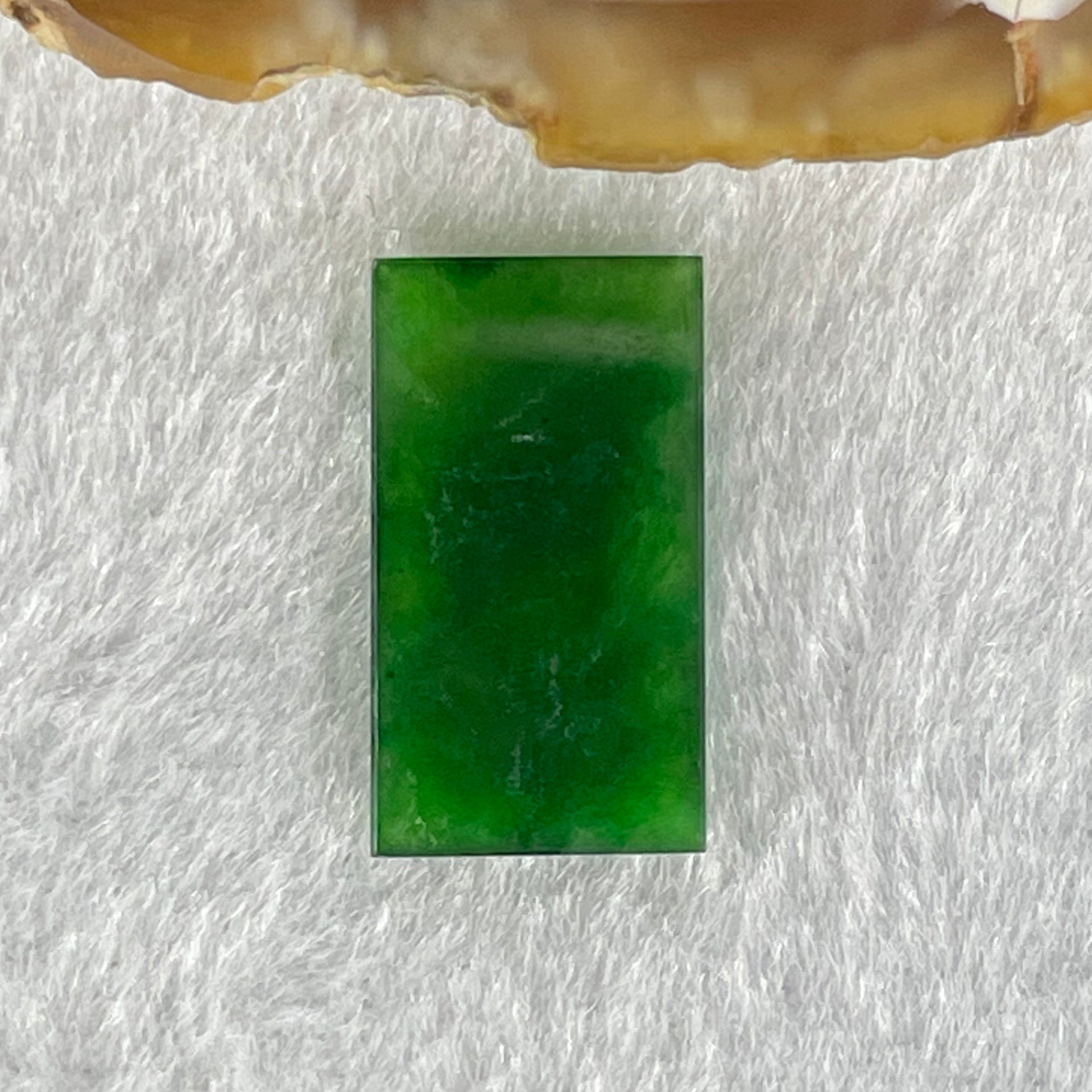 Rare Good Grade Type A Old Mine Spicy Green Jadeite Rectangle Wu Shi Pai Stone Setting 1.44g 20.1 by 11.2 by 2.2mm - Huangs Jadeite and Jewelry Pte Ltd