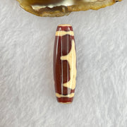 Natural Powerful Tibetan Old Oily Red and Yellowish White Agate Guan Yin Dzi Bead Heavenly Master (Tian Zhu) 观音天诛 8.61g 40.3 by 12.1mm - Huangs Jadeite and Jewelry Pte Ltd