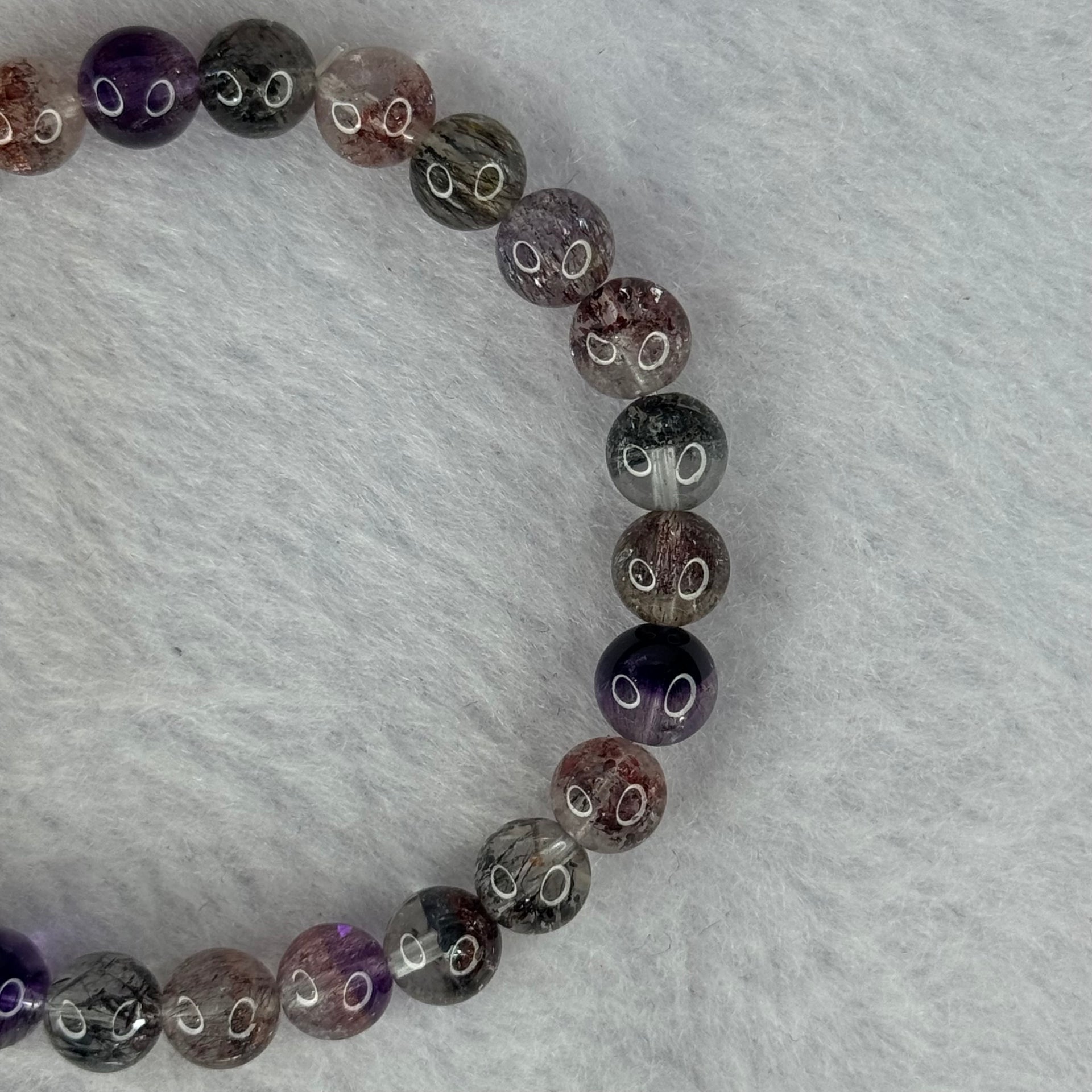 Very Good Grade Natural Transparent Bright Super 7 Beads Bracelet 非常好的等级天然透明深彩色超级七珠手链 10.84g 15cm 6.8mm 27 Beads - Huangs Jadeite and Jewelry Pte Ltd