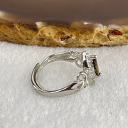 Natural Smoky Quartz with Crystals In S925 Sliver Ring (Adjustable Size) 1.89g 8.6 by 3.7mm - Huangs Jadeite and Jewelry Pte Ltd