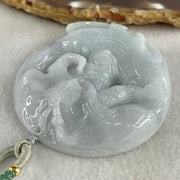 Type A Faint Green Lavender Jadeite Monkey God Sun Wu Kong  Pendant 73.39g 54.8 by 12.7mm - Huangs Jadeite and Jewelry Pte Ltd