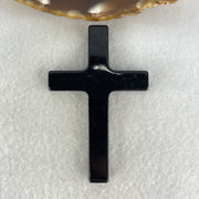Type A Opaque Black Jadeite Cross Pendant 19.85g 64.8 by 41.5 by 6.9mm - Huangs Jadeite and Jewelry Pte Ltd