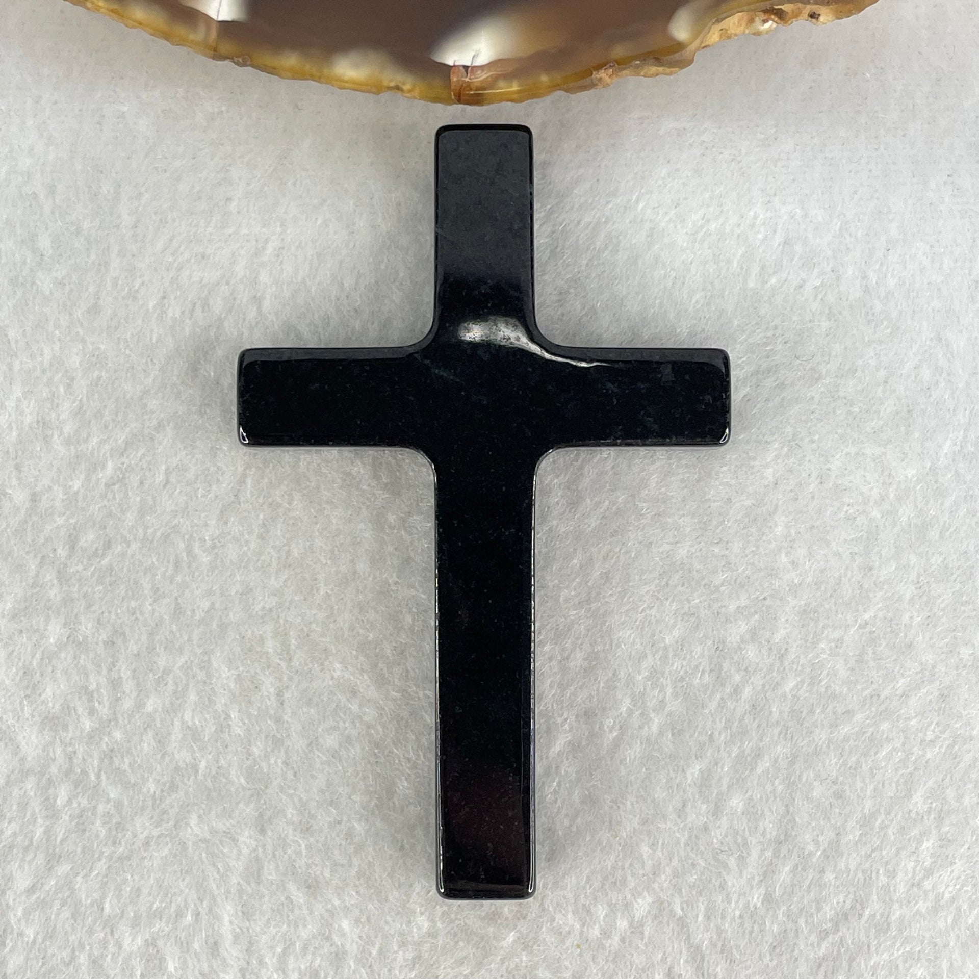 Type A Opaque Black Jadeite Cross Pendant 19.85g 64.8 by 41.5 by 6.9mm - Huangs Jadeite and Jewelry Pte Ltd