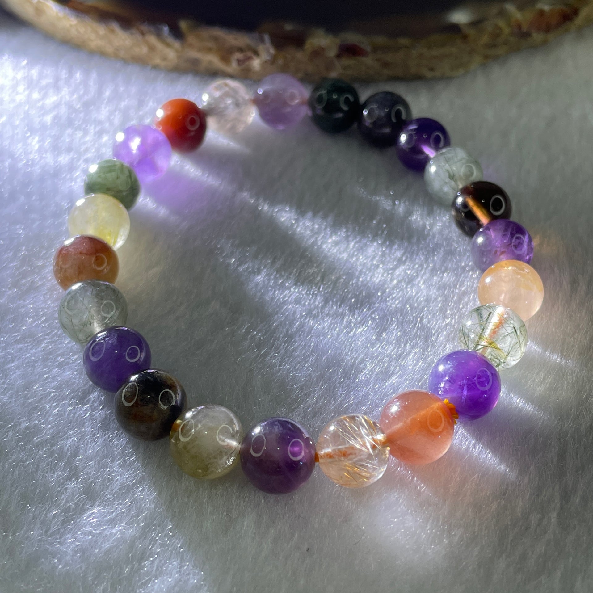 Natural Multi Treasures Mixed Quartz Beads Bracelet 17.65g 15.5cm 8.5mm 23Beads - Huangs Jadeite and Jewelry Pte Ltd