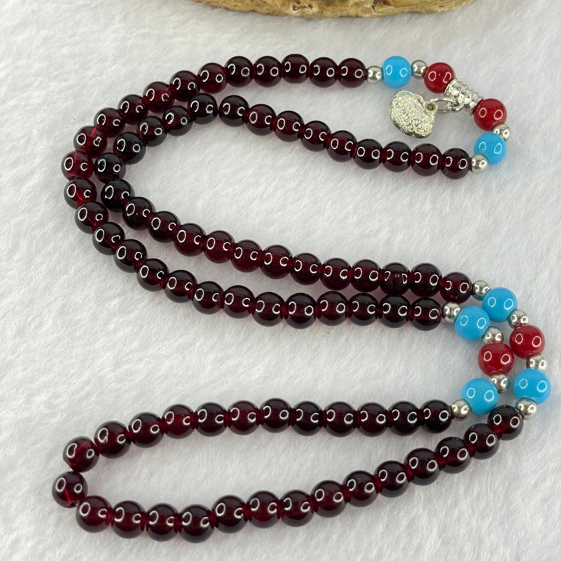 Natural Dark Red Blood Amber Beads Necklace 天然血珀项链 27.79g 54cm 6.4mm 80 Beads - Huangs Jadeite and Jewelry Pte Ltd