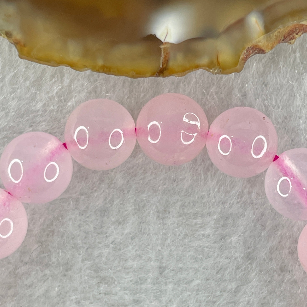 Natural Pink with Blue Chalcedony Agate Beads Bracelet 15.69g 14.5cm 8.1mm 21 Beads