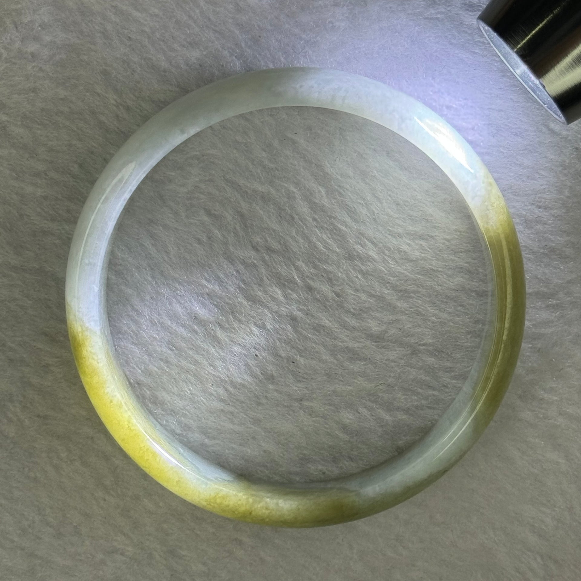 Type A Light Lavender with Brownish Green Patches 57.92g Inner Diameter 57.4mm 13.6 by 13.6 by 5.6mm - Huangs Jadeite and Jewelry Pte Ltd