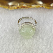 Type A Faint Lavender Green Jadeite Milo Buddha in S925 Ring (Adjustable Size) 5.80g 16.5 by 16.5 by 7.0mm - Huangs Jadeite and Jewelry Pte Ltd