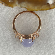 Certified Natural Type A Lavender Jadeite Round Shape Cabouchon with Cubic Zirconia in S925 Rose Gold Coler Silver Ring (Adjustable Size) 3.908g 10.3 by 9.7 by 6.0mm - Huangs Jadeite and Jewelry Pte Ltd