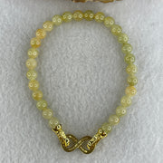 Natural Type A Semi Icy Yellowish Jadeite Beads Bracelet | (17.72g | 19.5cm | 6.8mm x 28 Beads | Solar Plexus & Root Chakra Synergy, "Huang Fei" Abundance Catalyst & Feng Shui Wealth Anchor) - Huangs Jadeite and Jewelry Pte Ltd